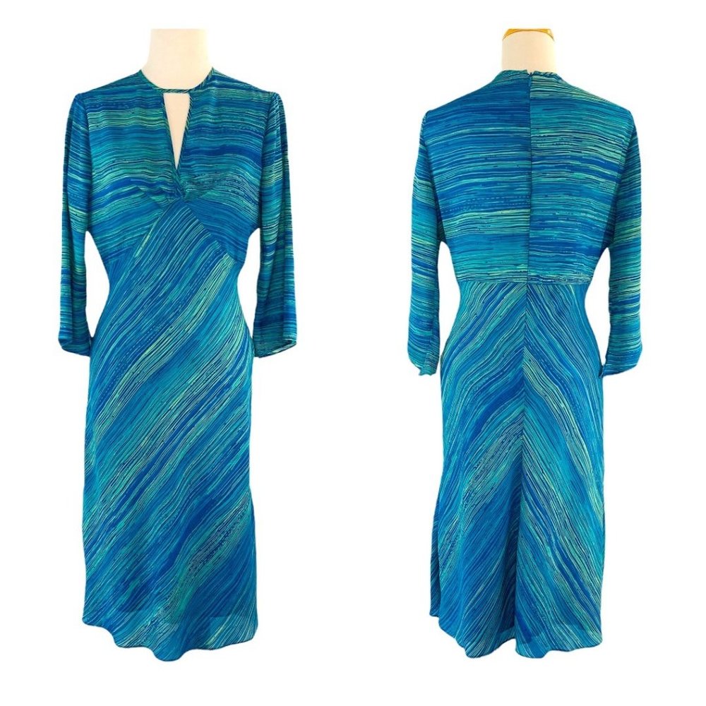 Vintage Dress 90s Cutout Neck with Bell Sleeves women’s 6 by CITRINE of Canada - Picture 7 of 10
